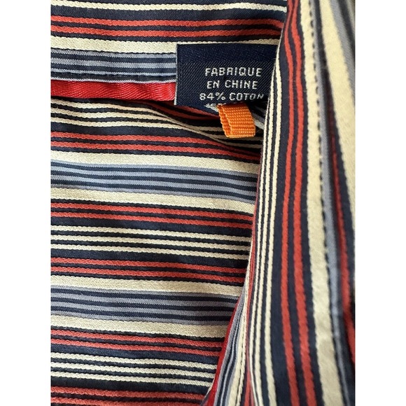 TOMMY BAHAMA MENS SHIRT XL RED CREAM BLUE STRIPED SILK/COTTON LONG SLEEVE - Picture 5 of 8